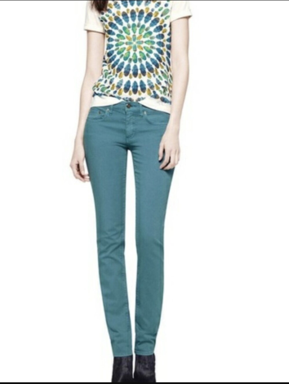 Tory Burch Teal Super Skinny Jeans Size 30